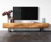 TV Stand New Live-Edge 175cm 4 Doors Acacia Wood Natural Square Feet Silver