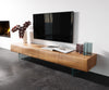 TV Stand New Live-Edge 200cm 4 Doors Acacia Wood Natural Glass Feet