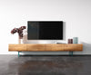 TV Stand New Live-Edge 200cm 4 Doors Acacia Wood Natural Glass Feet