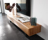 TV Stand New Live-Edge 200cm 4 Doors Acacia Wood Natural Square Feet Black