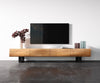 TV Stand New Live-Edge 200cm 4 Doors Acacia Wood Natural Square Feet Black