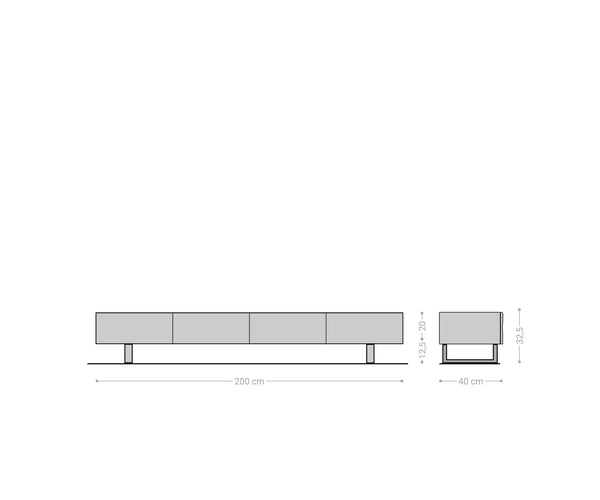 TV Stand New Live-Edge 200cm 4 Doors Acacia Wood Natural Square Feet Black