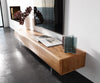 TV Stand New Live-Edge 200cm 4 Doors Acacia Wood Natural Acryl Feet