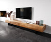 TV Stand New Live-Edge 240cm 4 Drawers Acacia Wood Natural Narrow Feet Black