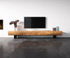 TV Stand New Live-Edge 240cm 4 Drawers Acacia Wood Natural Narrow Feet Black