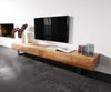 TV Stand New Live-Edge 240cm 4 Drawers Acacia Wood Natural Square Feet Black