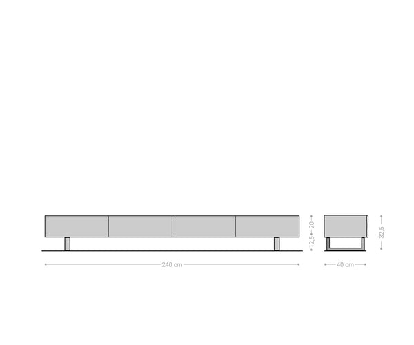TV Stand New Live-Edge 240cm 4 Drawers Acacia Wood Natural Square Feet Black