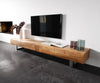 TV Stand New Live-Edge 240cm 4 Drawers Acacia Wood Natural Square Feet Silver
