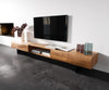 TV Stand New Live-Edge 240cm 4 Doors 1 Compartment Acacia Wood Natural Narrow Feet Black