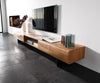 TV Stand New Live-Edge 240cm 4 Doors 1 Compartment Acacia Wood Natural Narrow Feet Black