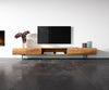 TV Stand New Live-Edge 240cm 4 Doors 1 Compartment Acacia Wood Natural Glass Feet