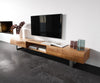 TV Stand New Live-Edge 240cm 4 Doors 1 Compartment Acacia Wood Natural Square Feet Silver