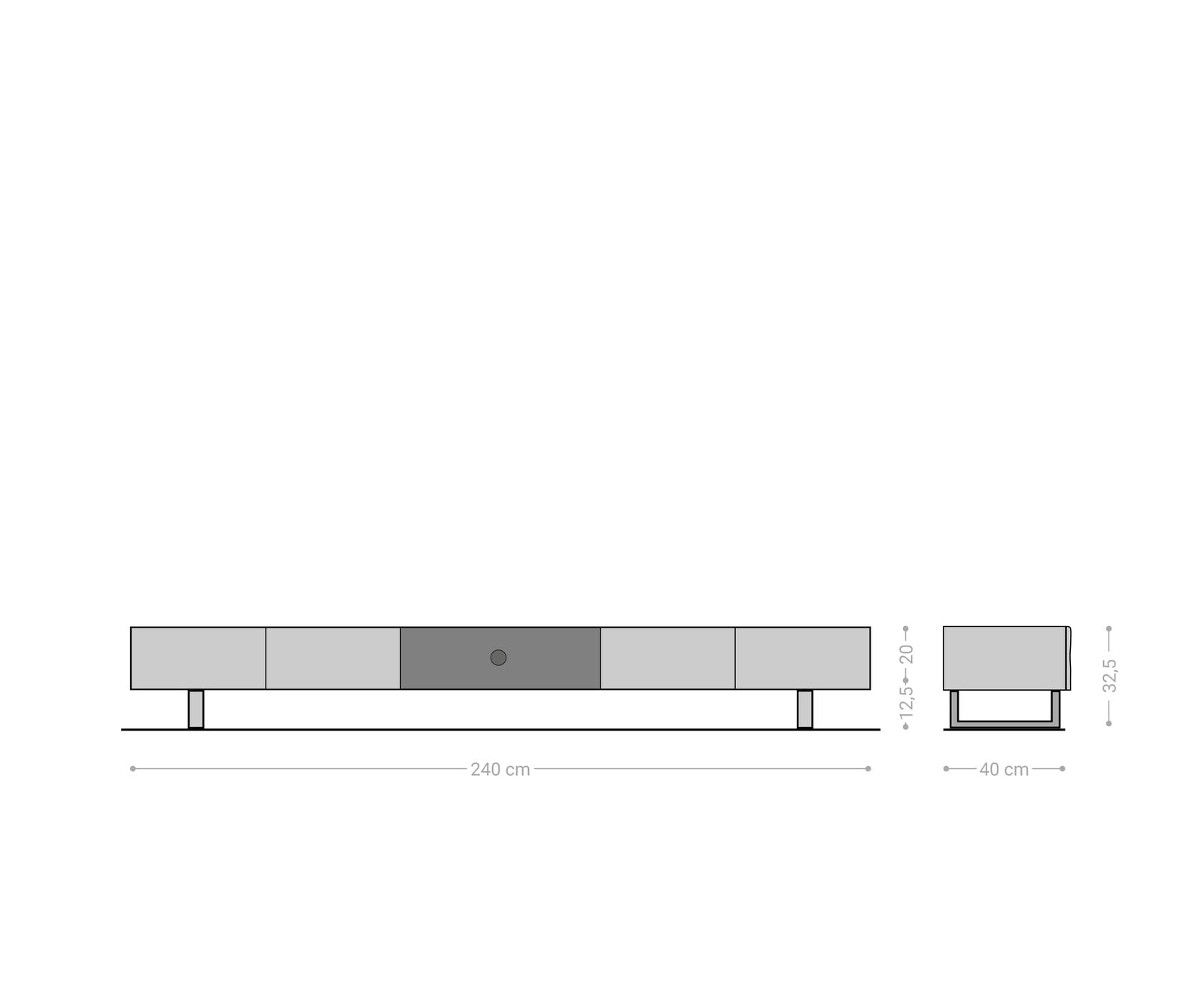 TV Stand New Live-Edge 240cm 4 Doors 1 Compartment Acacia Wood Natural Square Feet Silver