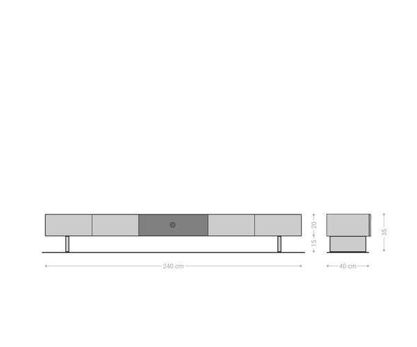 TV Stand New Live-Edge 240cm 4 Doors 1 Compartment Acacia Wood Natural Acryl Feet