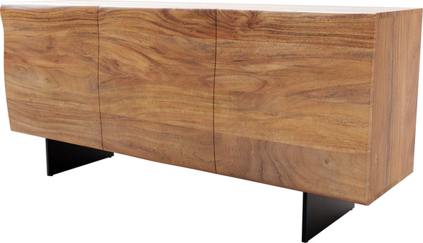 Sideboard New Live-Edge 145cm 3 Doors Acacia Wood Natural Narrow Feet Black
