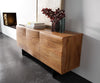 Sideboard New Live-Edge 145cm 3 Doors Acacia Wood Natural Narrow Feet Black