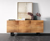 Sideboard New Live-Edge 145cm 3 Doors Acacia Wood Natural Square Feet Black