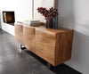 Sideboard New Live-Edge 145cm 3 Doors Acacia Wood Natural Square Feet Silver