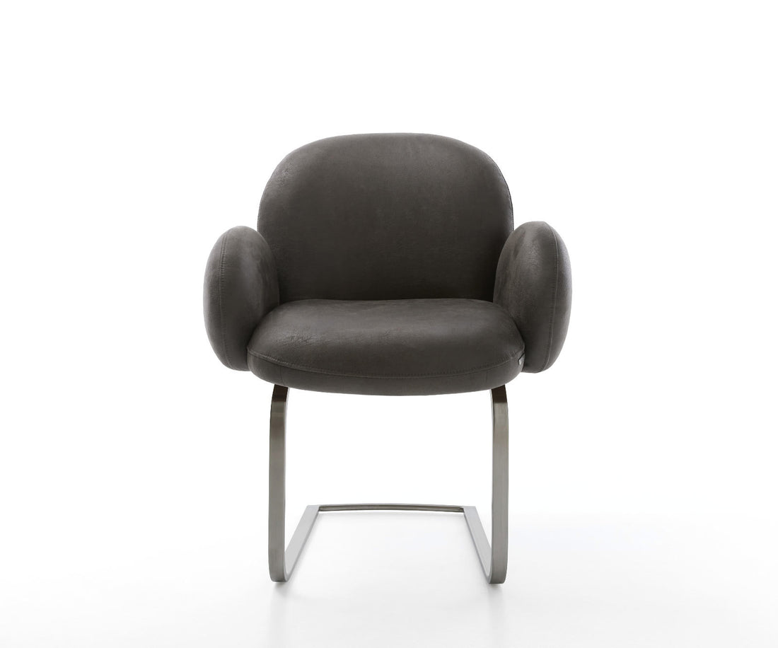 Dining Chair Nube Microfiber Anthracite Vintage Cantilever Flat Base Graphite Pocket Springs