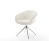 Dining Chair Vinka Bouclé White Cross Base 360° Swivel With Rocking Function Silver Pocket Springs