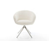 Dining Chair Vinka Bouclé White Cross Base 360° Swivel With Rocking Function Silver Pocket Springs
