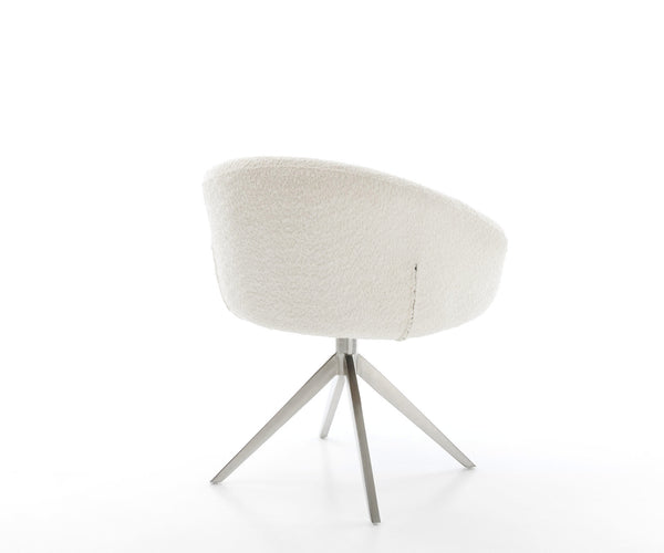 Dining Chair Vinka Bouclé White Cross Base 360° Swivel With Rocking Function Silver Pocket Springs