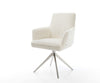 Dining Chair Heira Bouclé White Cross Base 360° Swivel With Rocking Function Silver Pocket Springs