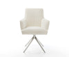Dining Chair Heira Bouclé White Cross Base 360° Swivel With Rocking Function Silver Pocket Springs