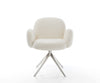 Dining Chair Nube Bouclé White Cross Base 360° Swivel With Rocking Function Silver Pocket Springs