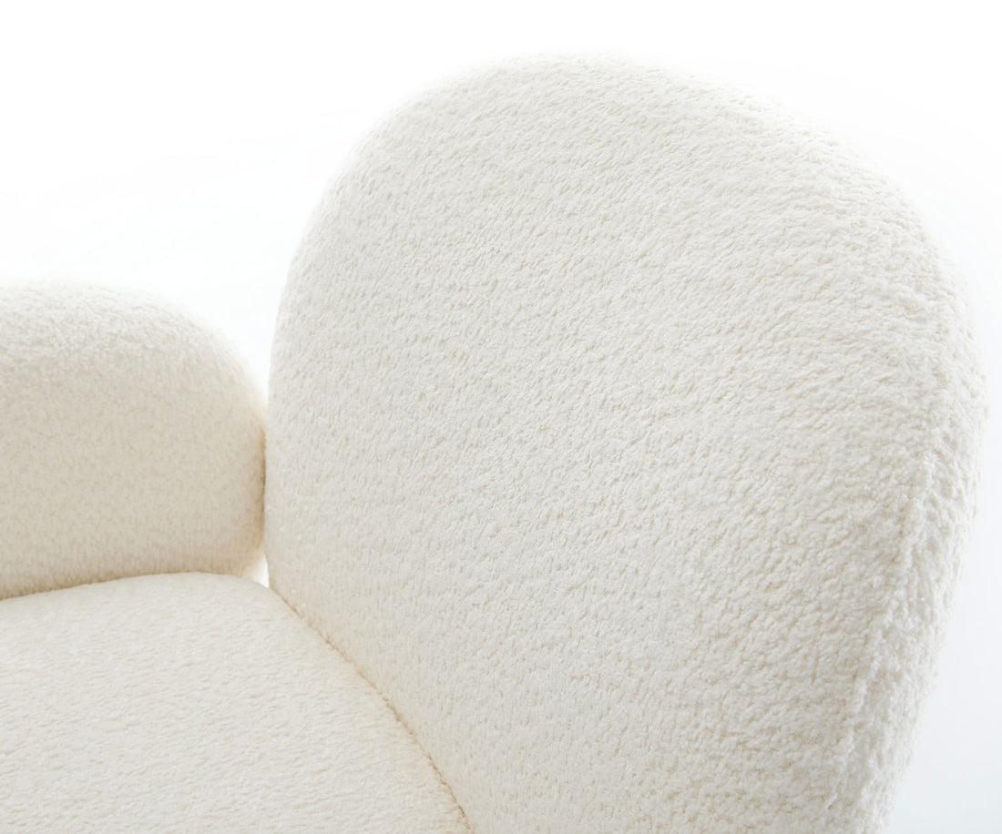 Dining Chair Nube Bouclé White Cross Base 360° Swivel With Rocking Function Silver Pocket Springs