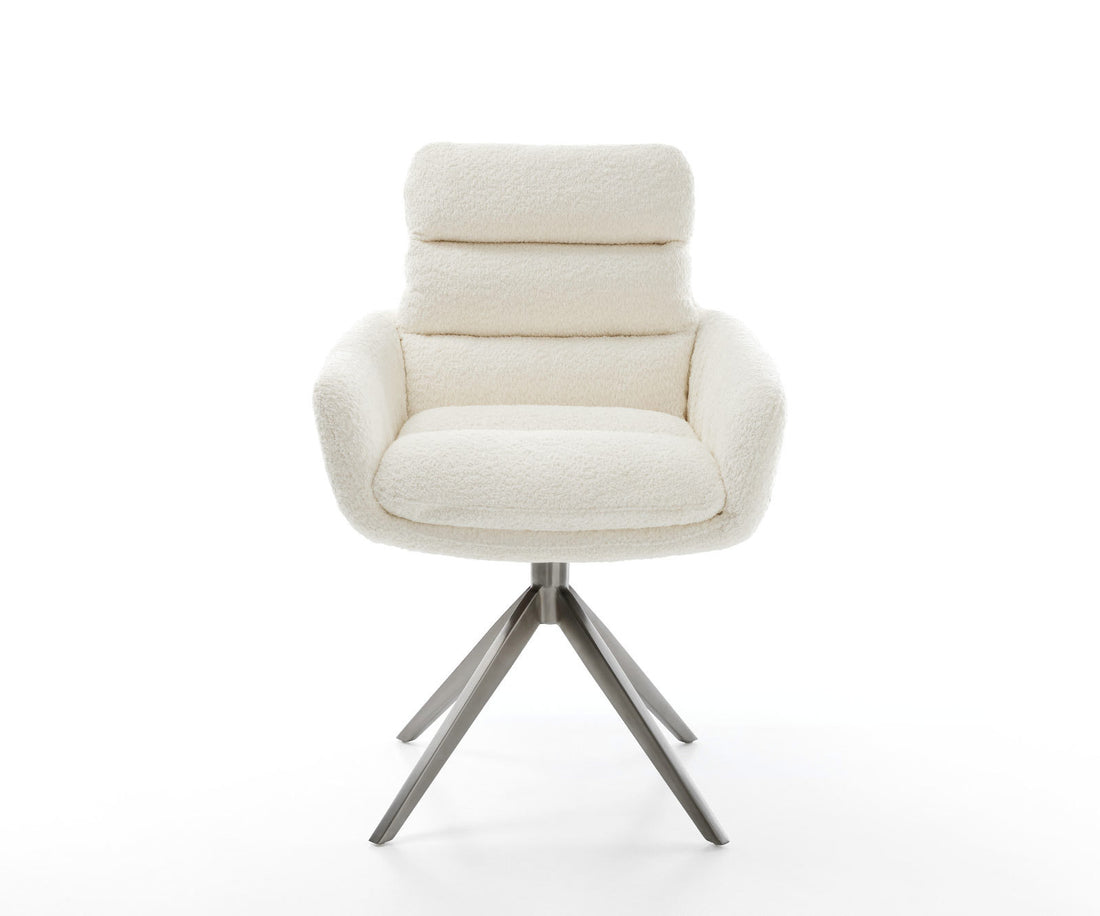 Dining Chair Abelia Bouclé White Cross Base 360° Swivel With Rocking Function Graphite