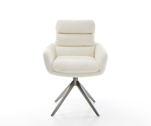 Dining Chair Abelia Bouclé White Cross Base 360° Swivel With Rocking Function Graphite