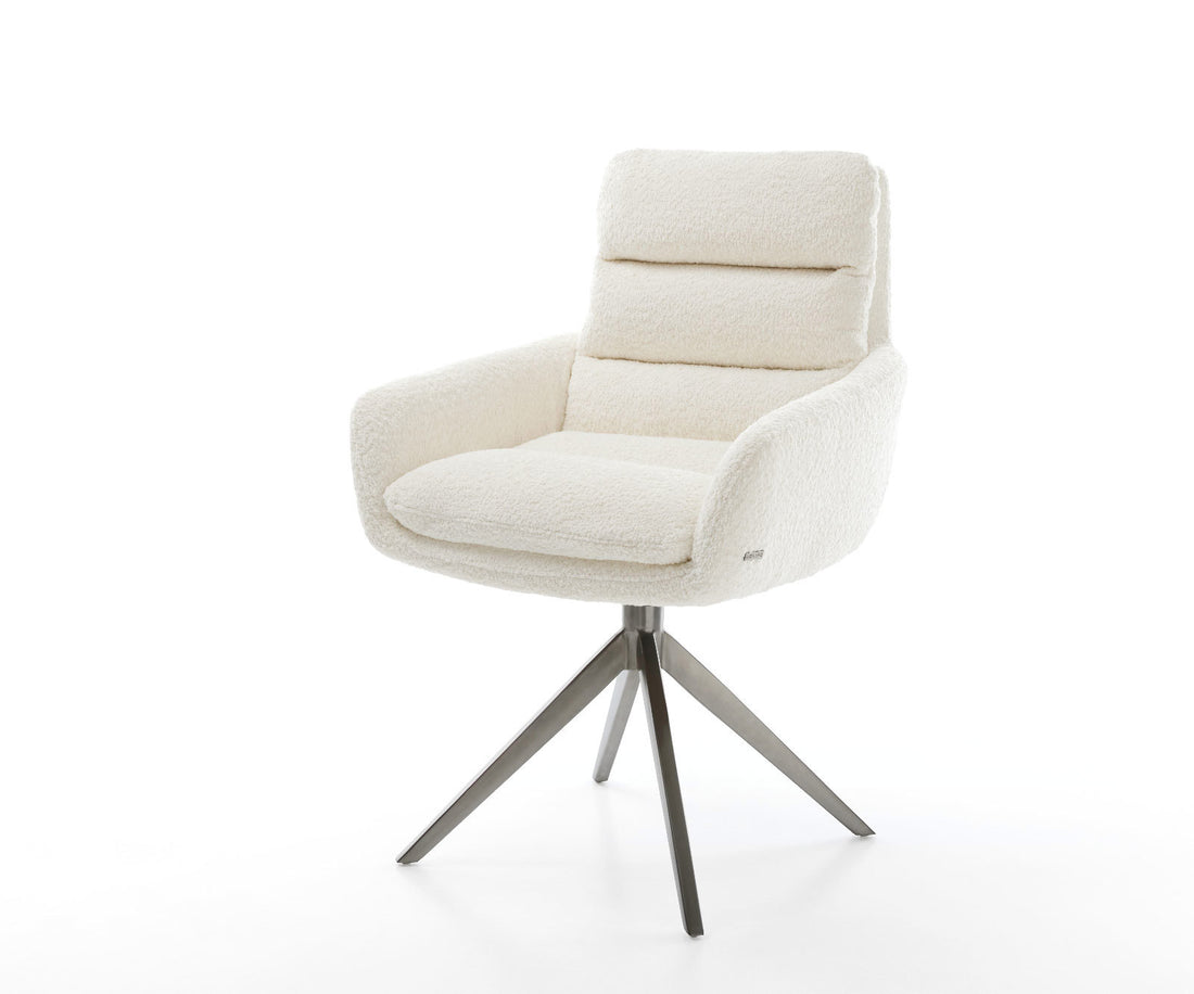 Dining Chair Abelia Bouclé White Cross Base 360° Swivel With Rocking Function Graphite