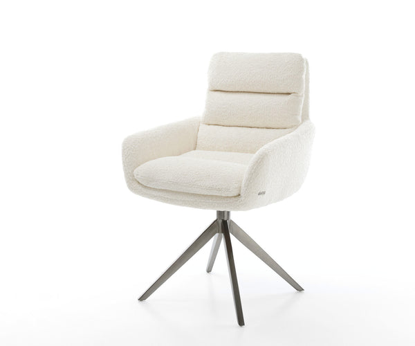 Dining Chair Abelia Bouclé White Cross Base 360° Swivel With Rocking Function Graphite