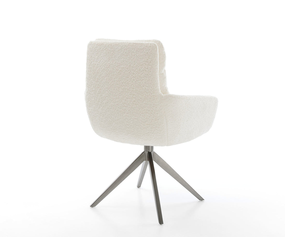 Dining Chair Abelia Bouclé White Cross Base 360° Swivel With Rocking Function Graphite