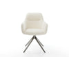 Dining Chair Pejo Bouclé White Cross Base 360° Swivel With Rocking Function Graphite Pocket Springs