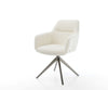 Dining Chair Pejo Bouclé White Cross Base 360° Swivel With Rocking Function Graphite Pocket Springs