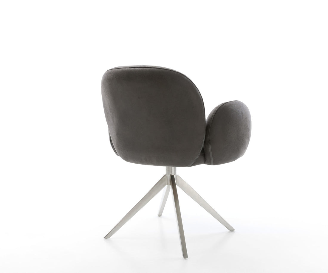 Dining Chair Nube Microfiber Anthracite Vintage Cross Base 360° Swivel With Rocking Function Silver Pocket Springs