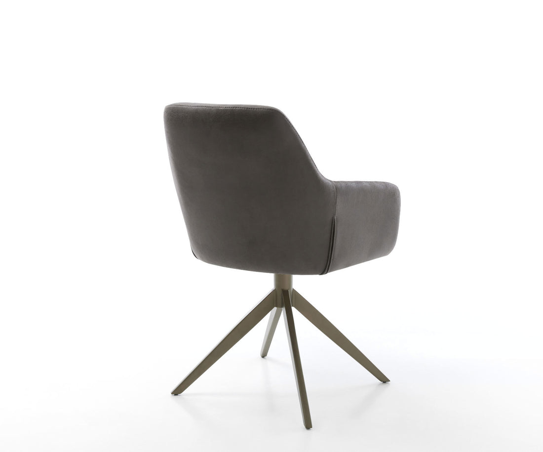 Dining Chair Pejo Microfiber Anthracite Vintage Cross Base 360° Swivel With Rocking Function Titanium Pocket Springs