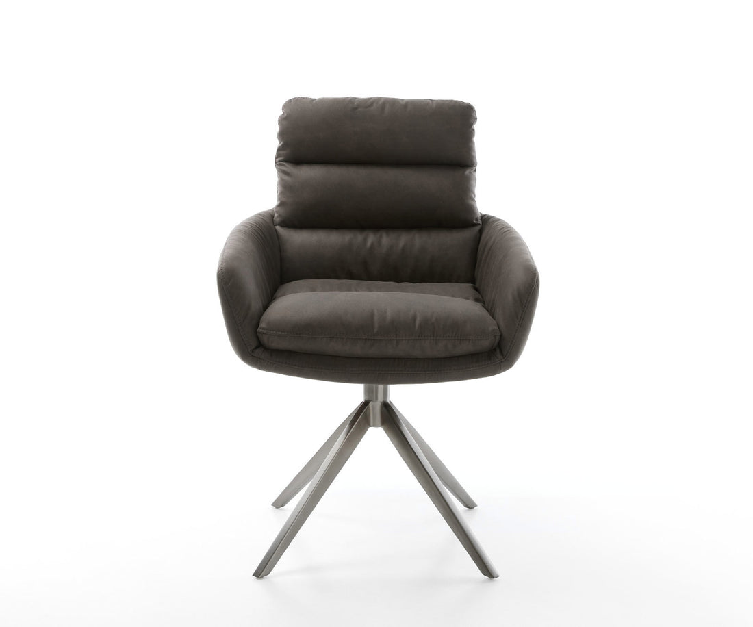 Dining Chair Abelia Microfiber Anthracite Vintage Cross Base 360° Swivel With Rocking Function Graphite