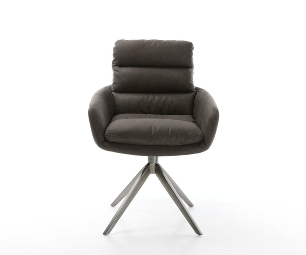 Dining Chair Abelia Microfiber Anthracite Vintage Cross Base 360° Swivel With Rocking Function Graphite