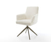Dining Chair Heira Bouclé White Cross Base 360° Swivel With Rocking Function Titanium Pocket Springs