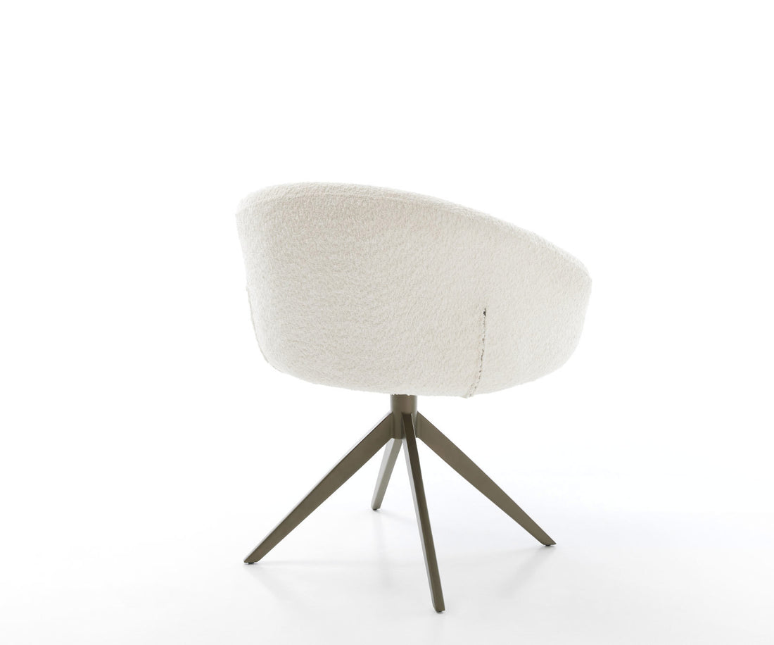 Dining Chair Vinka Bouclé White Cross Base 360° Swivel With Rocking Function Titanium Pocket Springs