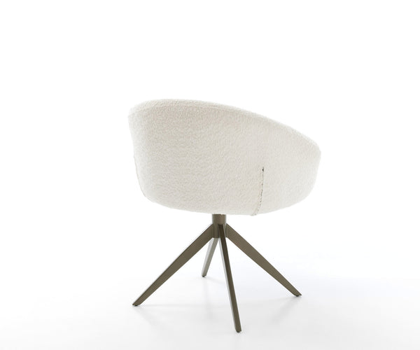 Dining Chair Vinka Bouclé White Cross Base 360° Swivel With Rocking Function Titanium Pocket Springs