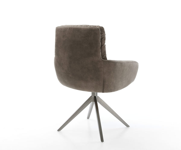 Dining Chair Abelia Microfiber Taupe Vintage Cross Base 360° Swivel With Rocking Function Graphite