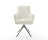 Dining Chair Heira Bouclé White Cross Base 360° Swivel With Rocking Function Graphite Pocket Springs