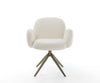 Dining Chair Nube Bouclé White Cross Base 360° Swivel With Rocking Function Titanium Pocket Springs