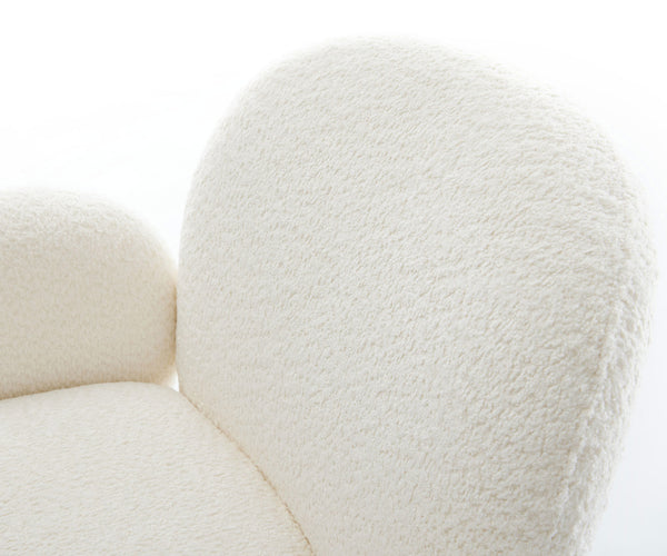 Dining Chair Nube Bouclé White Cross Base 360° Swivel With Rocking Function Titanium Pocket Springs