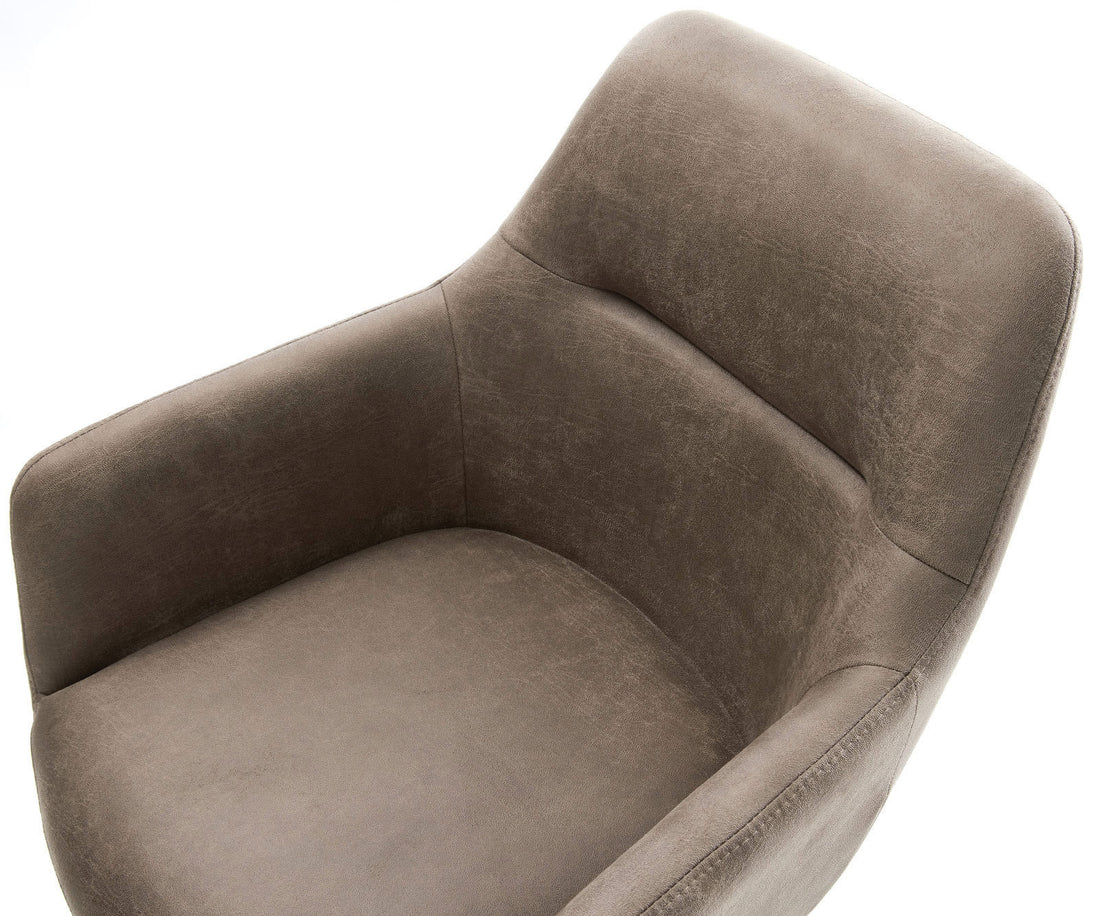 Dining Chair Pejo Microfiber Taupe Vintage Cantilever Flat Base Titanium Pocket Springs