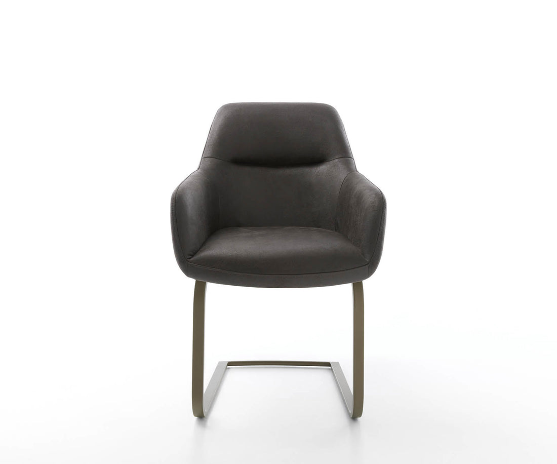 Dining Chair Pejo Microfiber Anthracite Vintage Cantilever Flat Base Titanium Pocket Springs